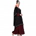Party wear double layered Embellished abaya- Black-Maroon